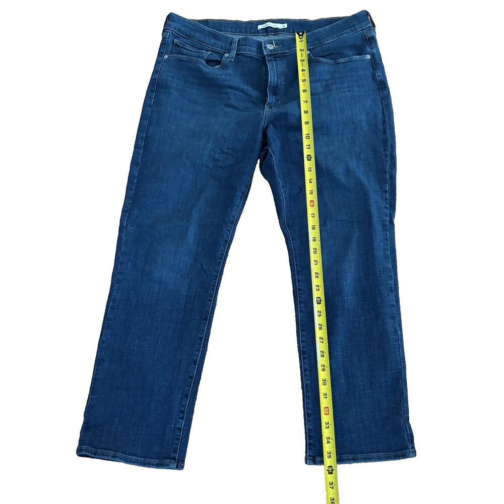 Levi's Jeans Womens 16 Blue Dark Wash Straight Classic Stretch Pockets 27 inseam - Picture 6 of 16